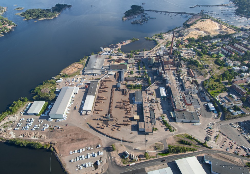 Kotkamills fabriksområde, flygbild. 